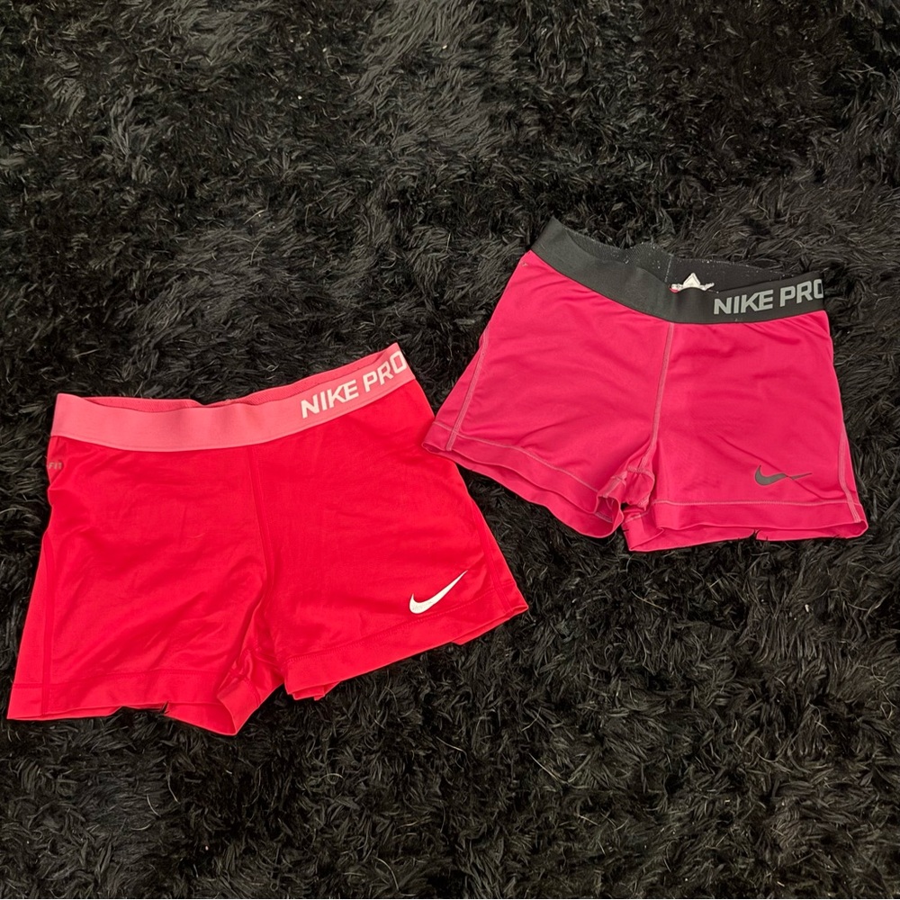 Nike Pro Red and Pink Athletic Shorts